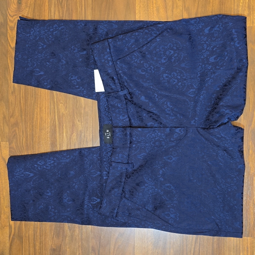 NWT White House Black Market Navy Jaquard Slim Ankle Pants